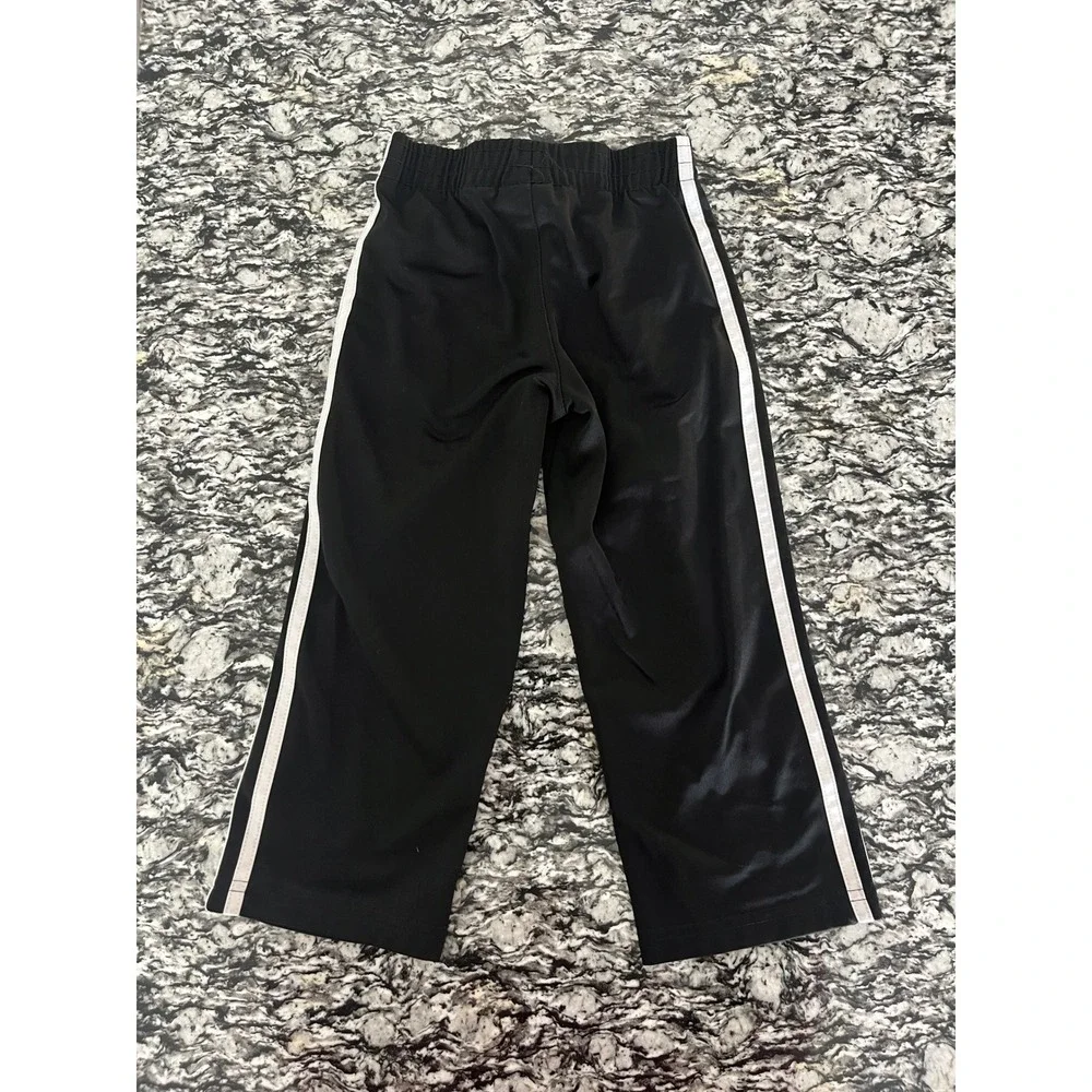 Adidas Kids Black White 3-Stripe Track Pants Joggers Size 4 Athletic Trousers